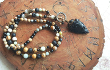 Load image into Gallery viewer, Arrowhead Necklace Obsidian Real Stone Primitive Jewelry