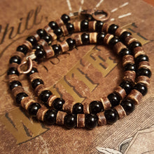 Load image into Gallery viewer, Obsidian Necklace Real Stone Mens Primitive Jewelry, Men's Tribal Necklace, Rustic Choker for Men