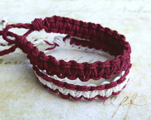 Load image into Gallery viewer, Surfer Hemp Bracelet Flat Burgundy