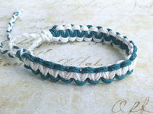 Load image into Gallery viewer, Minimalist Hemp Bracelet in Teal and White – Unisex Design