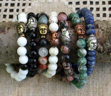 Load image into Gallery viewer, Buddha Yoga Bracelet Energy Power Black Lava White Howlite