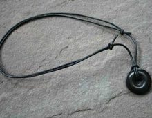 Load image into Gallery viewer, Leather Necklace With Black Onyx Donut