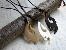 Load image into Gallery viewer, Leather Surfer Necklace With Large Maori Fish Hook - sunnybeachjewelry