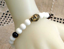 Load image into Gallery viewer, Buddha Yoga Bracelet Energy Power White Mountain Jade Tigereye - sunnybeachjewelry