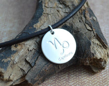 Load image into Gallery viewer, Capricorn Zodiac Sign Leather Necklace Astrology Gift - sunnybeachjewelry