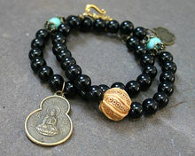 Load image into Gallery viewer, Change Moon Goddess Collection Black Obsidian Wrap Bracelet with Buddha - sunnybeachjewelry