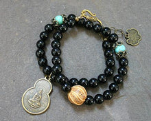 Load image into Gallery viewer, Change Moon Goddess Collection Black Obsidian Wrap Bracelet with Buddha - sunnybeachjewelry