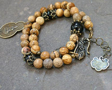 Load image into Gallery viewer, Change Moon Goddess Collection Picture Jasper Wrap Bracelet with Buddha - sunnybeachjewelry