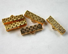 Load image into Gallery viewer, Crimp Ribbon End 13x6mm Gold Silver Plated Brass Clamps Textured Finish - sunnybeachjewelry