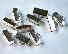 Load image into Gallery viewer, Crimp Ribbon End 16x5mm Gold Silver Plated Brass Clamps Smooth Finish - sunnybeachjewelry