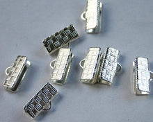 Load image into Gallery viewer, Crimp Ribbon End 16x6mm Gold Silver Plated Brass Clamps Textured Finish - sunnybeachjewelry