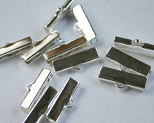 Load image into Gallery viewer, Crimp Ribbon End 19x5mm Gold Silver Plated Brass Clamps Smooth Finish - sunnybeachjewelry