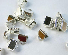 Load image into Gallery viewer, Crimp Ribbon End 6x5mm Gold Silver Plated Brass Clamps Smooth Finish - sunnybeachjewelry