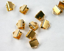 Load image into Gallery viewer, Crimp Ribbon End 6x5mm Gold Silver Plated Brass Clamps Smooth Finish - sunnybeachjewelry