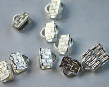 Load image into Gallery viewer, Crimp Ribbon End 8x5mm Gold Silver Plated Brass Clamps Textured Finish - sunnybeachjewelry