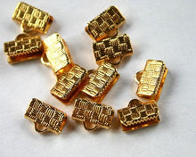 Load image into Gallery viewer, Crimp Ribbon End 8x5mm Gold Silver Plated Brass Clamps Textured Finish - sunnybeachjewelry