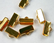 Load image into Gallery viewer, Crimp Ribbon End 9x5mm Gold Silver Plated Brass Clamps Smooth Finish - sunnybeachjewelry