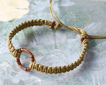 Load image into Gallery viewer, Friendship Bracelet Copper Karma Circle On Cotton Cord - sunnybeachjewelry