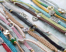 Load image into Gallery viewer, Friendship Bracelet Gold Circle On Cotton Cord - sunnybeachjewelry