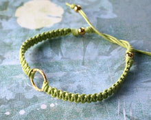 Load image into Gallery viewer, Friendship Bracelet Gold Karma Circle On Cotton Cord - sunnybeachjewelry