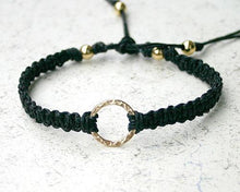 Load image into Gallery viewer, Friendship Bracelet Gold Karma Circle On Cotton Cord - sunnybeachjewelry
