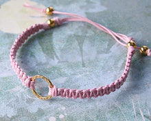 Load image into Gallery viewer, Friendship Bracelet Gold Karma Circle On Cotton Cord - sunnybeachjewelry