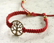 Load image into Gallery viewer, Friendship Bracelet Gold Tree Of Life On Cotton Cord - sunnybeachjewelry