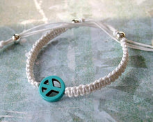 Load image into Gallery viewer, Friendship Bracelet Magnesite Peace Sign On Cotton Cord - sunnybeachjewelry