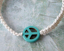 Load image into Gallery viewer, Friendship Bracelet Magnesite Peace Sign On Cotton Cord - sunnybeachjewelry