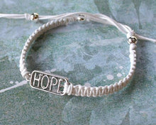 Load image into Gallery viewer, Friendship Bracelet Silver Hope On Cotton Cord - sunnybeachjewelry