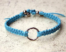 Load image into Gallery viewer, Friendship Bracelet Silver Karma Circle On Cotton Cord - sunnybeachjewelry