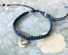 Load image into Gallery viewer, Friendship Bracelet Silver Peace Dove On Cotton Cord - sunnybeachjewelry