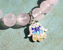 Load image into Gallery viewer, Hamsa Collection Roze Quartz Sterling Silver Yoga Mala Bracelet - sunnybeachjewelry