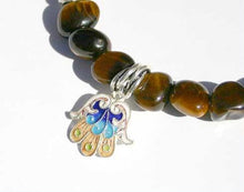 Load image into Gallery viewer, Hamsa Collection Tigereye Sterling Silver Yoga Mala Bracelet - sunnybeachjewelry