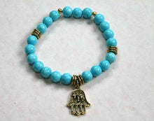 Load image into Gallery viewer, Hamsa Collection Turquoise Mountain Jade Yoga Mala Bracelet - sunnybeachjewelry