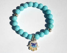 Load image into Gallery viewer, Hamsa Collection Turquoise Sterling Silver Yoga Mala Bracelet - sunnybeachjewelry