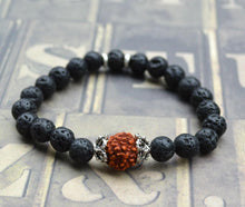 Load image into Gallery viewer, Hecate Collection Black Lava Rudraksha Bracelet - sunnybeachjewelry