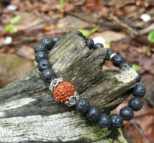 Load image into Gallery viewer, Hecate Collection Black Lava Rudraksha Bracelet - sunnybeachjewelry