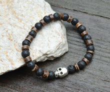Load image into Gallery viewer, Hecate Collection Black Lava Skull Bracelet - sunnybeachjewelry