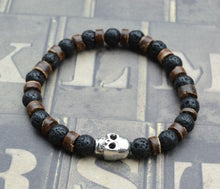 Load image into Gallery viewer, Hecate Collection Black Lava Skull Bracelet - sunnybeachjewelry