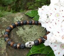 Load image into Gallery viewer, Hecate Collection Black Lava Skull Bracelet - sunnybeachjewelry