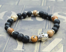 Load image into Gallery viewer, Hecate Collection Black Lava Skull Yoga Bracelet - sunnybeachjewelry