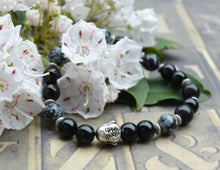 Load image into Gallery viewer, Hecate Collection Black Obsidian Buddha Yoga Mala Bracelet - sunnybeachjewelry