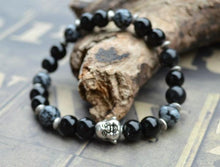 Load image into Gallery viewer, Hecate Collection Black Obsidian Buddha Yoga Mala Bracelet - sunnybeachjewelry