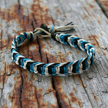 Load image into Gallery viewer, Hemp Bracelet Natural Hemp Unisex Flat Turquoise Black White - sunnybeachjewelry