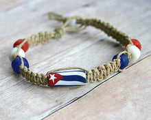 Load image into Gallery viewer, Hemp Bracelet with Cuba Flag Beads - sunnybeachjewelry
