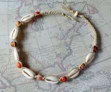 Load image into Gallery viewer, Hemp Necklace Natural with Cowrie Shells and Asian Wood Beads - sunnybeachjewelry