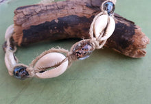 Load image into Gallery viewer, Hemp Necklace Natural with Cowrie Shells and Glass Glitter Beads - sunnybeachjewelry