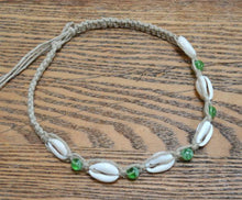 Load image into Gallery viewer, Hemp Necklace Natural with Cowrie Shells and Glow in The Dark Beads - sunnybeachjewelry