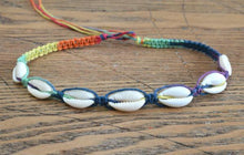 Load image into Gallery viewer, Hemp Necklace Rainbow with Cowrie Shells - sunnybeachjewelry